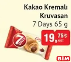 7 DAYS KAKAO KREMALI KRUVASAN 65 G indirimli fiyat 7 DAYS KAKAO KREMALI KRUVASAN 65 G fiyat ve kampanya bilgisi